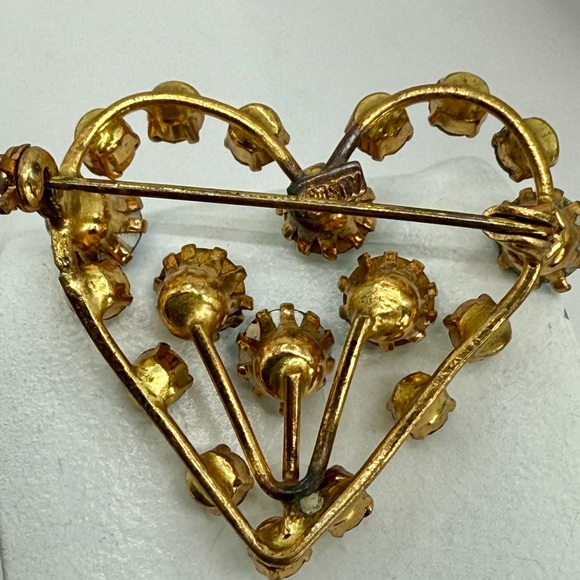 Vintage Austria Heart-Shaped Aurora Borealis Rhinestone Brooch Pin – 2” - Picture 16 of 16